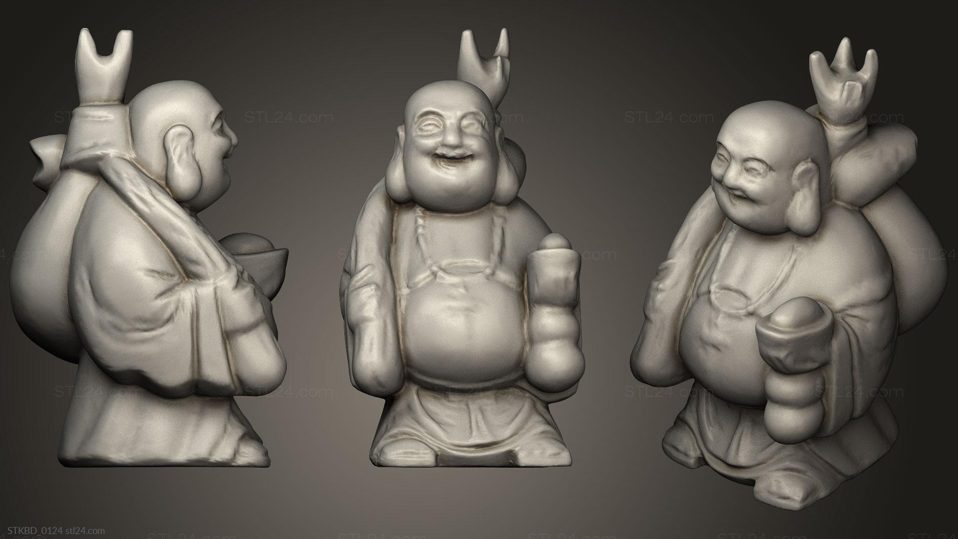 Buddha figurines - Laughing Buddha, STKBD_0124. 3D stl model for CNC